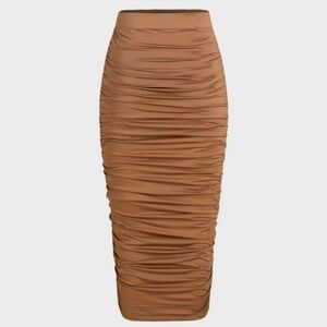 High Waist ruched Midi Skirt